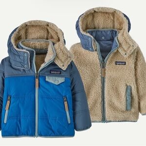 Patagonia Blue and Cream Reversible Jacket